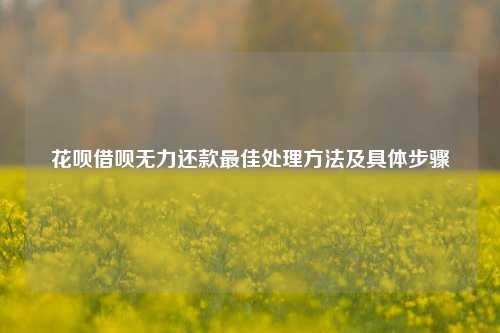 花呗借呗无力还账最佳处理方法及具体步骤
